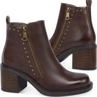 BOTA CASUAL PU CIERRE PUNTA CUADRADA CAFE SAO PAULO