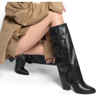 BOTA DOBLE TUBO TACON MEDIO NEGRO BELINDA PEREGRIN