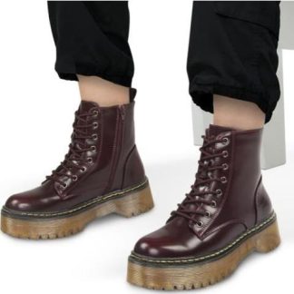 BOTA MILITAR CON PLATAFORMA VINO GOODYEAR