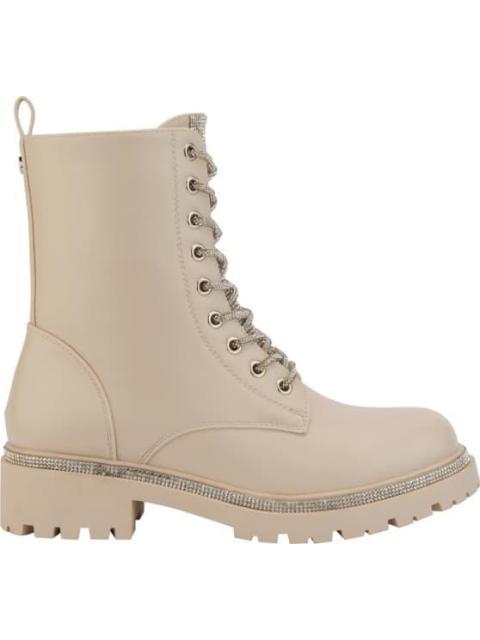 BOTA MILITAR CORDONES PEDRERIA BEIGE/HUESO BELINDA PEREGRIN