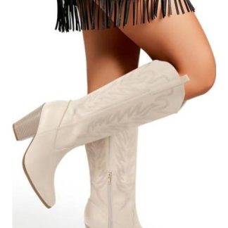 BOTA TEXANA BORDADA BEIGE TIERRA BENDITA DELUXE