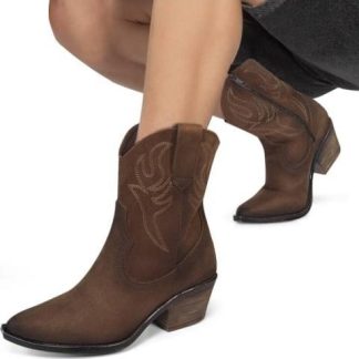 BOTA VAQUERA BORDADA CAFE TIERRA BENDITA