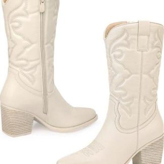 BOTA VAQUERA TUBO BORDADO BEIGE/HUESO TIERRA BENDITA