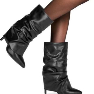 BOTA VESTIR CON ARRUGA NEGRO THALIA SODI