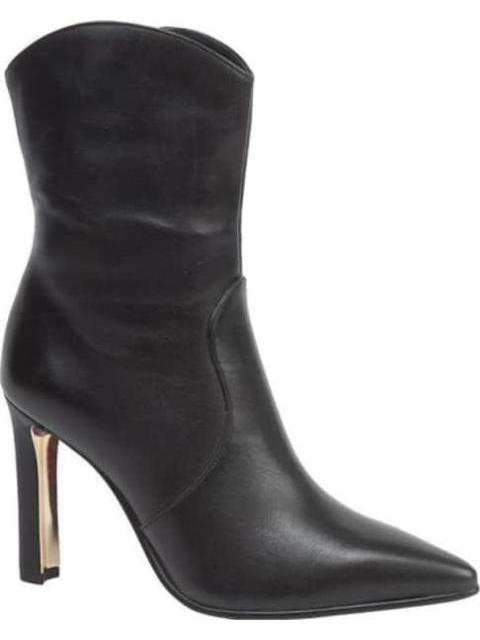BOTA VESTIR PU TACON ALTO CON PLACA NEGRO THALIA SODI