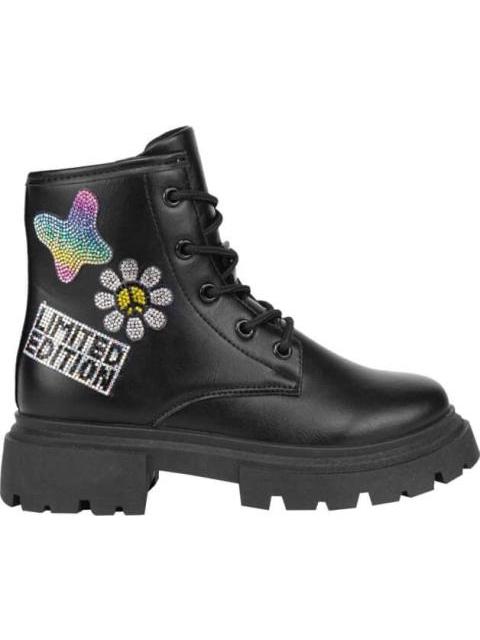 BOTIN MILITAR CON PEDRERIA NEGRO VIVIS SHOES KIDS