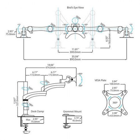 STARTECH SOPORTE CON BRAZOS ARTICULADOS PARA 2 MONITORES 12-24 MAX. 13.6KGS - Image 5