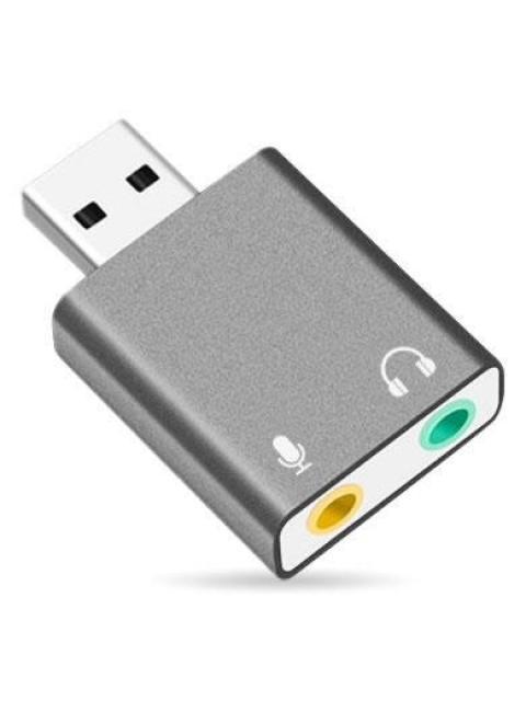 BROBOTIX ADAPTADOR DE AUDIO USB - 2X 3.5MM GRIS