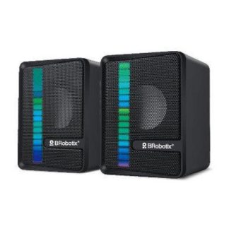 BROBOTIX BOCINAS MULTIMEDIA RGB 963920 ALAMBRICO 2.0 CANALES USB-3.5MM NEGRO