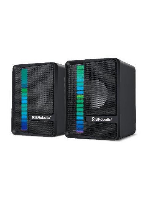 BROBOTIX BOCINAS MULTIMEDIA RGB 963920 ALAMBRICO 2.0 CANALES USB-3.5MM NEGRO