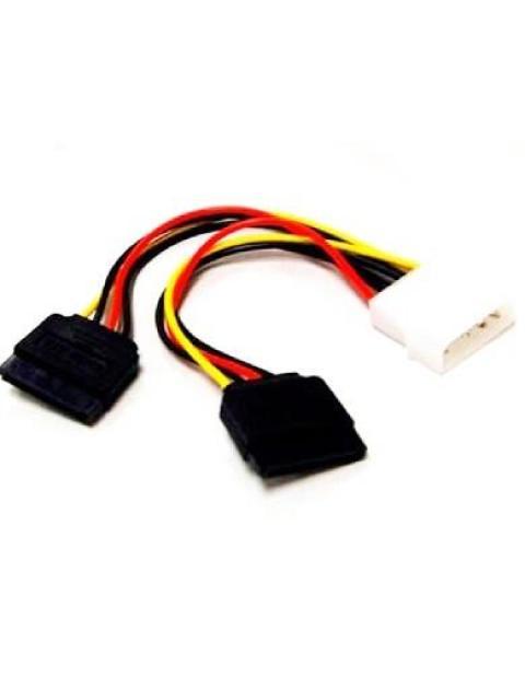 BROBOTIX CABLE DE PODER 2 X SATA DE 15 PINES MACHO - MOLEX HEMBRA 15CM