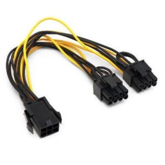 BROBOTIX CABLE DE PODER PCI-E (6-PIN) HEMBRA - 2 X PCI-E (8-PIN) MACHO 20CM NEGRO-AMARILLO