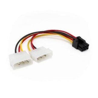 BROBOTIX CABLE DE PODER PCI-E (6-PIN) MACHO - 2 X MOLEX MACHO 18CM MULTICOLOR