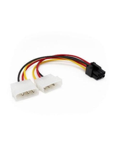 BROBOTIX CABLE DE PODER PCI-E (6-PIN) MACHO - 2 X MOLEX MACHO 18CM MULTICOLOR
