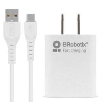 BROBOTIX CARGADOR DE PARED 6001318 5V 1X USB-A BLANCO - INCLUYE CABLE USB A - USB C