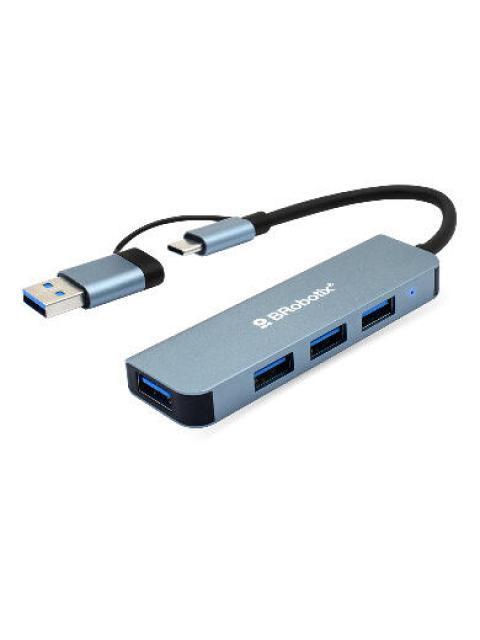 BROBOTIX DOCKING STATION 4 EN 1 USB 3.0-USB-C 4X USB 3.0 GRIS