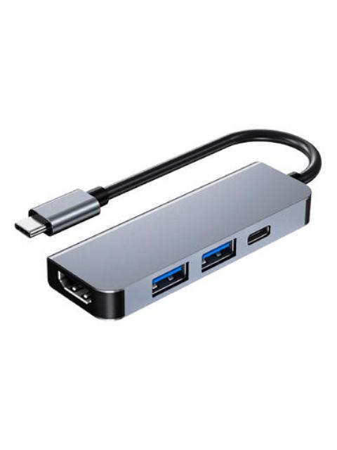 BROBOTIX DOCKING STATION 4 EN 1 USB C 2X USB 3.0 1X HDMI 1X USB C PLATA