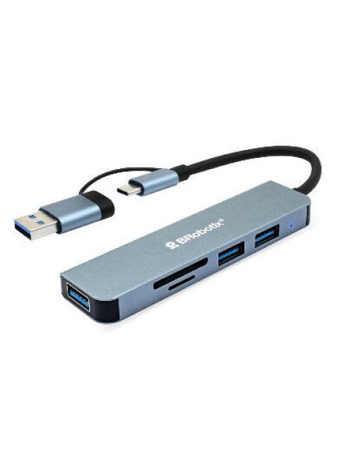 BROBOTIX DOCKING STATION 5 EN 1 USB 3.0-USB-C 3X USB 3.0 1X SD GRIS