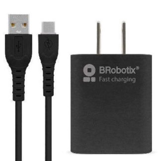BROBOTIX KIT CARGADOR DE PARED DE CARGA RAPIDA 6001561 5V 1X USB-A 3.0 NEGRO - INCLUYE CABLE USB A - USB C