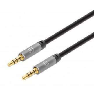 CABLE AUXILIAR MANHATTAN AUDIO ESTEREO 3.5MM MACHO 2M NEGRO-PLATA 355995