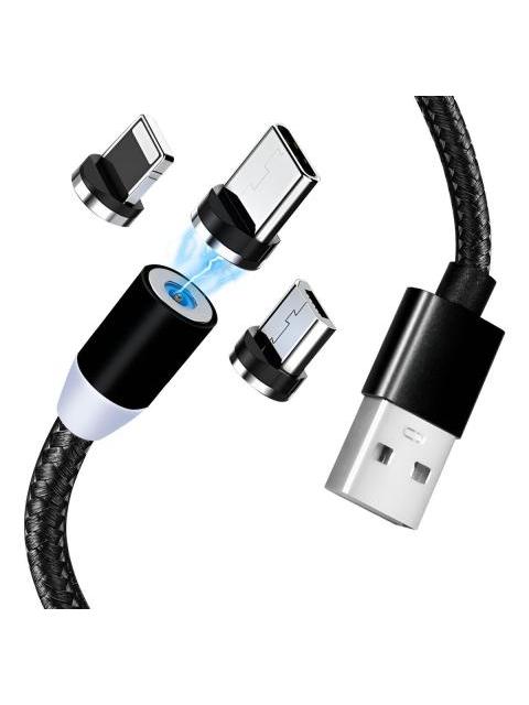 CABLE MAGNETICO CARGA RAPIDA 3EN1 TIPO C MICRO USB LIGHTING