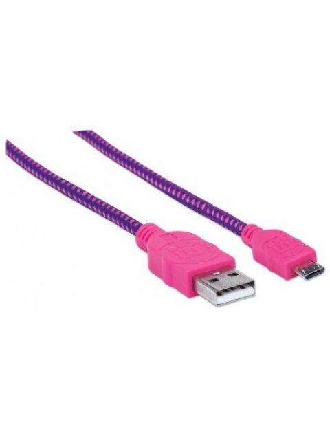 MANHATTAN CABLE CON RECUBRIMIENTO TEXTIL USB 2.0 A MACHO - MICRO USB 2.0 B MACHO 1 METRO ROSA-MORADO - Image 3