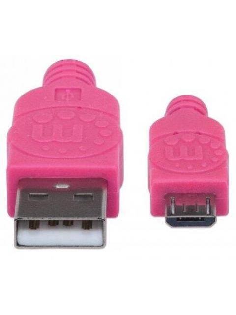 MANHATTAN CABLE CON RECUBRIMIENTO TEXTIL USB 2.0 A MACHO - MICRO USB 2.0 B MACHO 1 METRO ROSA-MORADO - Image 4