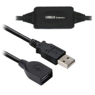 BROBOTIX CABLE DE EXTENSION USB MACHO - USB HEMBRA 20 METROS NEGRO