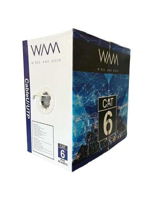 CABLE UTP CAT6 PARA INTERIOR 4 PARES 23 AWG BOBINA DE 305 MTS 100 COBRE COLOR BLANCO