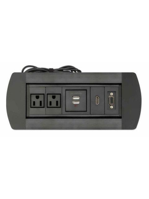 MANHATTAN CAJA PARA MESA 164832 2 PUERTOS + 2X USB NEGRO - Image 4