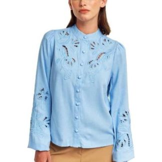 CAMISA BORDADA AZUL HOLLY LAND