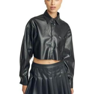 CAMISA CROP EFECTO PIEL NEGRO HOLLY LAND