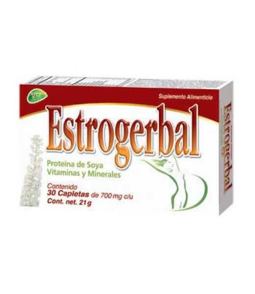 COMPRIMIDOS ESTROGERBAL C 30 PROTEINA DE SOYA VITAMINAS Y MINERAL VIDA HERBAL