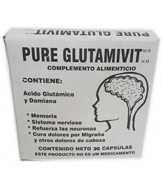 CAPS. PURE GLUTAMIVIT C 30 ACIDO GLUTAMICO Y DAMIANA YERBO