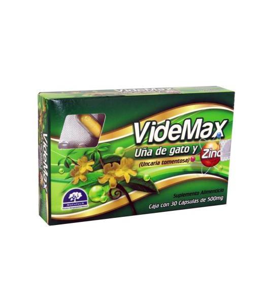 CAPS. VIDEMAX Uña dE GATO Y ZINC C 30 500MG LAB. NATUTECH