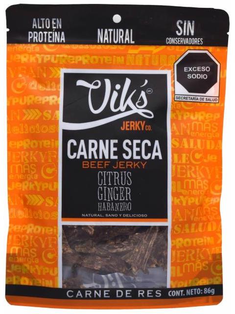 CARNE SECA RES CITRUS GINGER HABANERO 86 G VIKS JERKY CO