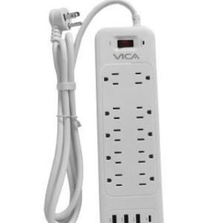 CENTRO DE CARGA 9P VICA PARA PROTECCION CONTRA SOBRETENSIONES 10 NEMA 515R CON SUPRESOR DE PICOS 3 PUERTOS USBA Y 1 USBC. MONTAJE PARED