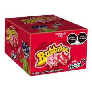 CHICLE CON RELLENO LIQUIDO BUBBALOO SABOR FRESA CON 47 PIEZAS