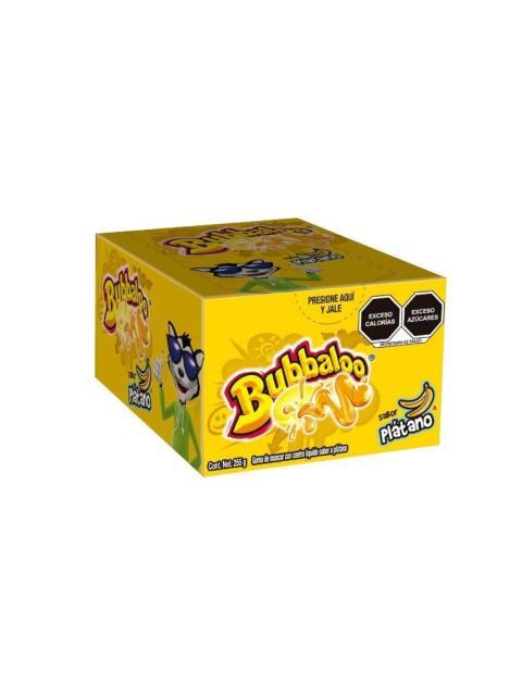 CHICLE CON RELLENO LIQUIDO BUBBALOO SABOR PLATANO CON 47 PIEZAS