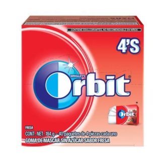 CHICLE ORBIT 4S FRESA PAQUETE CON 40 PIEZAS