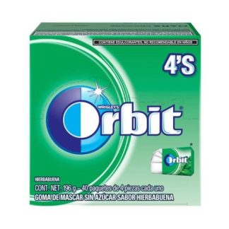 CHICLE ORBIT 4S HIERBABUENA PAQUETE CON 40 PIEZAS