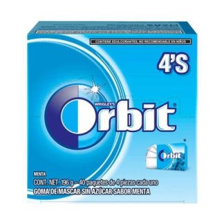 CHICLE ORBIT 4S MENTA PAQUETE CON 40 PIEZAS