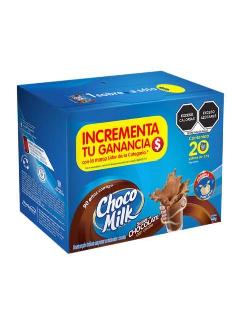 CHOCOLATE EN POLVO CHOCO MILK PAQUETE CON 20 SOBRES DE 22 GRAMOS