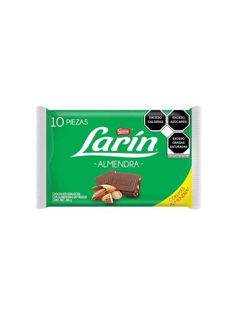 CHOCOLATE LARIN ALMENDRA PAQUETE CON 10 PIEZAS DE 24 GR