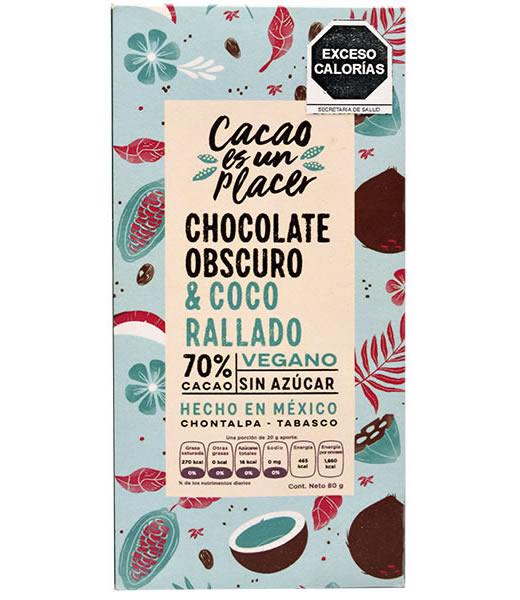 CHOCOLATE EN BARRA OBSCURO COCO RALLADO 80 G CACAO ES UN PLACER