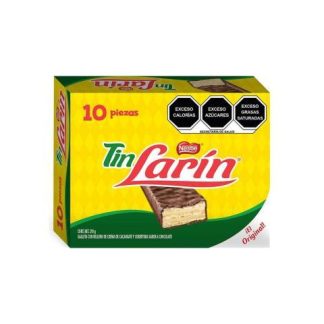 CHOCOLATE TIN LARIN RECTANGULAR PAQUETE CON 10 PIEZAS DE 21 GR