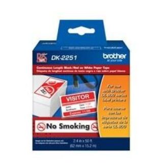 CINTA BROTHER DK-2251 NEGRO Y ROJO SOBRE BLANCO 6.2CM X 15.2M