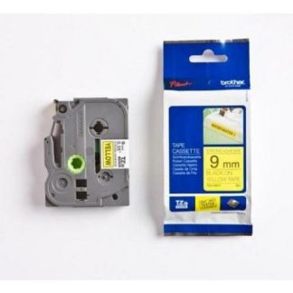 CINTA BROTHER TZES621 - TEXTO NEGRO SOBRE FONDO AMARILLO - 9MM X 8MTS - SUPER ADHESIVA