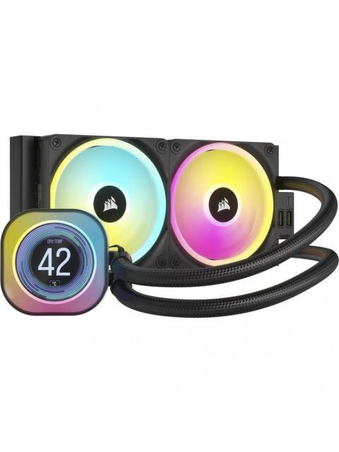 CORSAIR ICUE LINK H100I LCD RGB ENFRIAMIENTO LIQUIDO PARA CPU 2X 120MM HASTA 2400RPM NEGRO