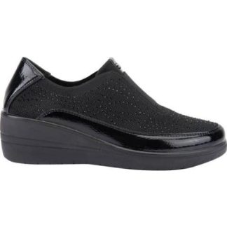 CUÑA BAJA CON PEDRERIA NEGRO SHOSH CONFORT